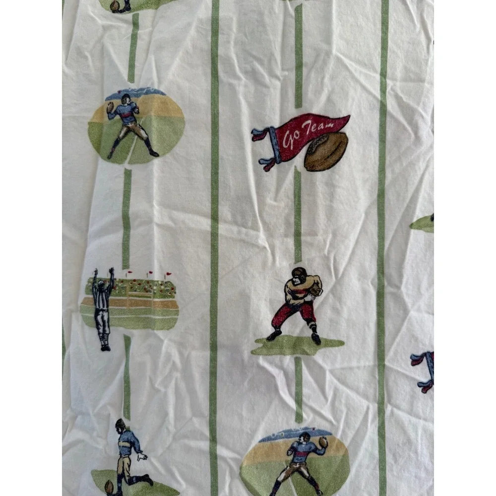 NWOT Pottery Barn Kids MVP Vintage Football Twin Fitted Bed Sheet 100% Cotton